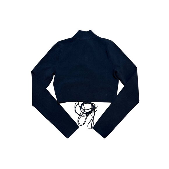 ASTR the Label Raven‎ Strappy Cutout Sweater Womens S Black Mock Neck Lace Up - Picture 4 of 11